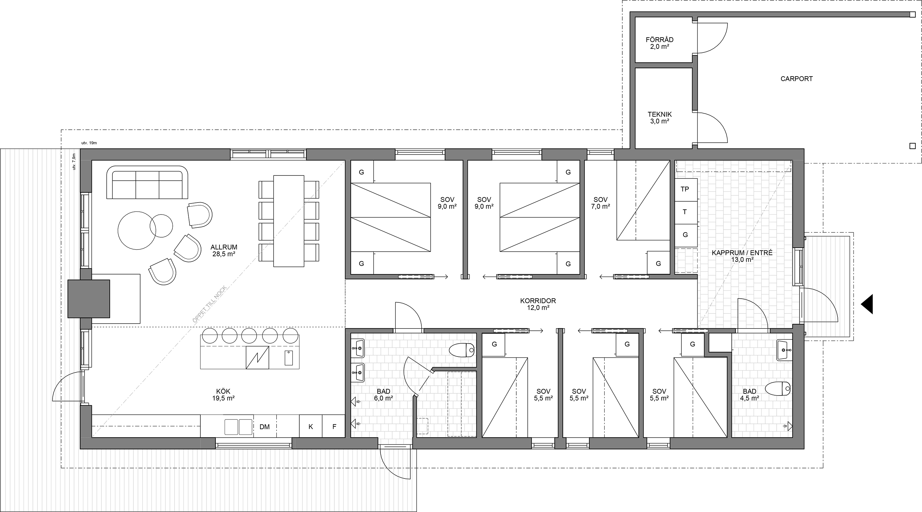 Planritning för Fritidshus D